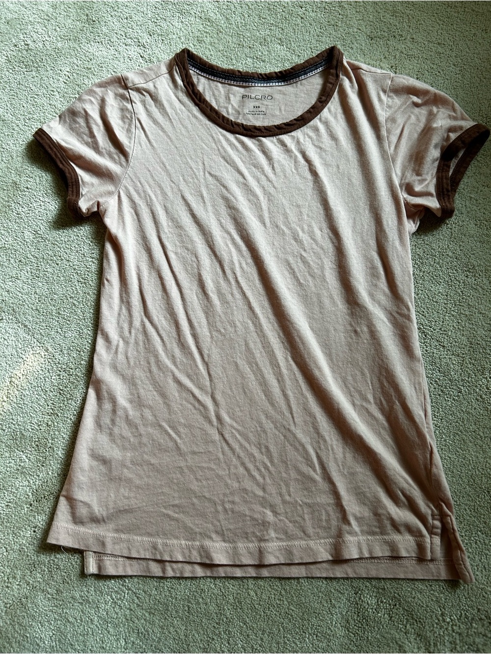 Pilcro Anthropologie Light Pink Short Sleeve Ringer Tee